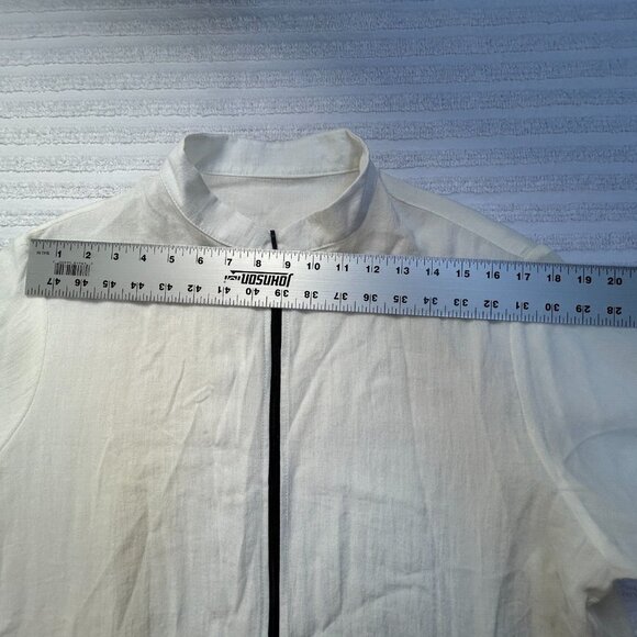 Fridaze Linen Redefined Mandarin Collar Side Button Zippered Tunic Size XL White - Picture 5 of 9